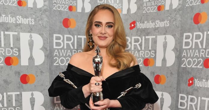 Adele at the 42nd BRIT Awards in February 2022
